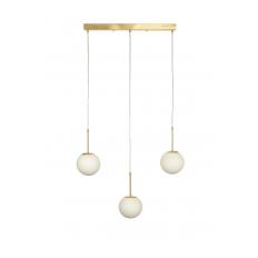 Avizemoda Miya 3 lü Yemek Masası Üstü Beyaz Camlı Modern Sarkıt Avize - (Gold Kaplama)