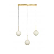 Avizemoda Miya 3 lü Yemek Masası Üstü Beyaz Camlı Modern Sarkıt Avize - (Gold Kaplama)