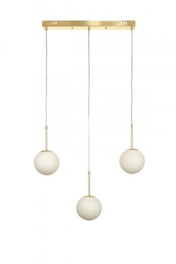 Avizemoda Miya 3 lü Yemek Masası Üstü Beyaz Camlı Modern Sarkıt Avize - (Gold Kaplama)
