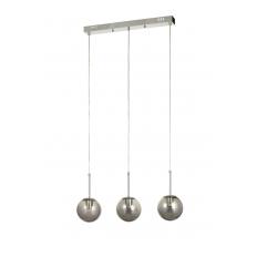 Avizemoda Miya 3 lü Yemek Masası Üstü Füme Camlı Modern Sarkıt Avize - (Krom Kaplama)
