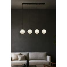 Avizemoda Miya 4 lü Yemek Masası Üstü Beyaz Camlı Modern Sarkıt Avize - (Siyah)