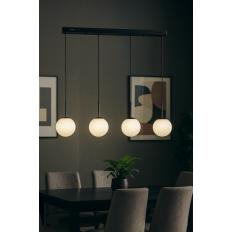 Avizemoda Miya 4 lü Yemek Masası Üstü Beyaz Camlı Modern Sarkıt Avize - (Siyah)