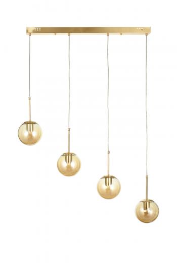 Avizemoda Miya 4 lü Yemek Masası Üstü Bal Camlı Modern Sarkıt Avize - (Gold Kaplama)