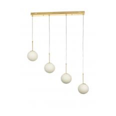 Avizemoda Miya 4 lü Yemek Masası Üstü Beyaz Camlı Modern Sarkıt Avize - (Gold Kaplama)