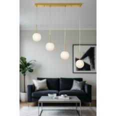 Avizemoda Miya 4 lü Yemek Masası Üstü Beyaz Camlı Modern Sarkıt Avize - (Gold Kaplama)