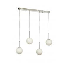 Avizemoda Miya 4 lü Yemek Masası Üstü Beyaz Camlı Modern Sarkıt Avize - (Krom Kaplama)