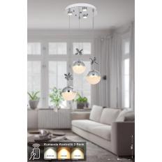 Avizemoda Forde 3'lü Power Ledli Kumandalı Modern Lüks Sarkıt Avize, 3 Renk: Sarı-beyaz-gün Işığı - Krom