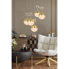 Avizemoda Forde 5'li Power Ledli Kumandalı Modern Lüks Sarkıt Avize, 3 Renk: Sarı-beyaz-gün Işığı - Gold
