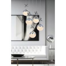 Avizemoda Forde 5'li Power Ledli Kumandalı Modern Lüks Sarkıt Avize, 3 Renk: Sarı-beyaz-gün Işığı - Krom