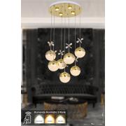 Avizemoda Forde 7'li Power Ledli Kumandalı Modern Lüks Sarkıt Avize, 3 Renk: Sarı-beyaz-gün Işığı - Gold