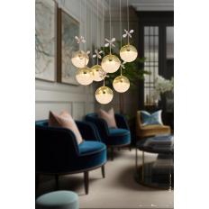 Avizemoda Forde 7'li Power Ledli Kumandalı Modern Lüks Sarkıt Avize, 3 Renk: Sarı-beyaz-gün Işığı - Gold