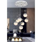 Avizemoda Forde 7'li Power Ledli Kumandalı Modern Lüks Sarkıt Avize, 3 Renk: Sarı-beyaz-gün Işığı - Krom