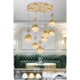 Avizemoda Forde 9'lu Power Ledli Kumandalı Modern Lüks Sarkıt Avize, 3 Renk: Sarı-beyaz-gün Işığı - Gold