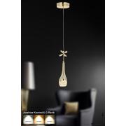 Avizemoda Lale Tekli Ledli Modern Lüks Sarkıt Avize (3 RENK LED; SARI - BEYAZ - GÜN İŞIĞI) - Gold