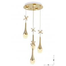 Avizemoda Lale 4'lü Power Ledli Kumandalı Modern Lüks Sarkıt Avize, 3 Renk: Sarı-beyaz-gün Işığı - Gold