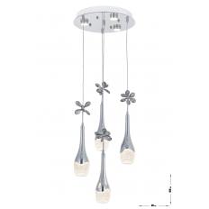 Avizemoda Lale 4'lü Power Ledli Kumandalı Modern Lüks Sarkıt Avize, 3 Renk: Sarı-beyaz-gün Işığı - Krom