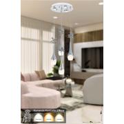 Avizemoda Lale 4'lü Power Ledli Kumandalı Modern Lüks Sarkıt Avize, 3 Renk: Sarı-beyaz-gün Işığı - Krom