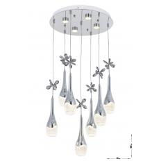Avizemoda Lale 7'li Power Ledli Kumandalı Modern Lüks Sarkıt Avize, 3 Renk: Sarı-beyaz-gün Işığı - Krom