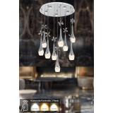 Avizemoda Lale 9'lu Power Ledli Kumandalı Modern Lüks Sarkıt Avize, 3 Renk: Sarı-beyaz-gün Işığı - Krom