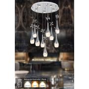 Avizemoda Lale 9'lu Power Ledli Kumandalı Modern Lüks Sarkıt Avize, 3 Renk: Sarı-beyaz-gün Işığı - Krom