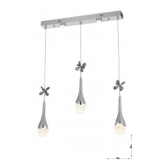 Avizemoda Lale 3'lü Power Ledli Kumandalı Modern Yemek Masası Üstü Avize, 3 Renk: Sarı-beyaz-gün Işığı - Krom