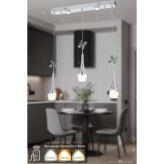 Avizemoda Lale 3'lü Power Ledli Kumandalı Modern Yemek Masası Üstü Avize, 3 Renk: Sarı-beyaz-gün Işığı - Krom