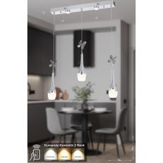 Avizemoda Lale 3'lü Power Ledli Kumandalı Modern Yemek Masası Üstü Avize, 3 Renk: Sarı-beyaz-gün Işığı - Krom