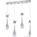 Avizemoda Lale 5'li Power Ledli Kumandalı Modern Yemek Masası Üstü Avize, 3 Renk: Sarı-beyaz-gün Işığı - Krom