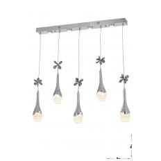 Avizemoda Lale 5'li Power Ledli Kumandalı Modern Yemek Masası Üstü Avize, 3 Renk: Sarı-beyaz-gün Işığı - Krom