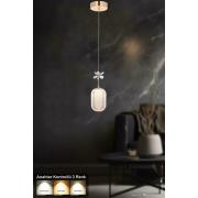 Avizemoda Motta Tekli Ledli Modern Lüks Sarkıt Avize (3 RENK LED; SARI - BEYAZ - GÜN İŞIĞI) - Gold