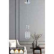Avizemoda Motta Tekli Ledli Modern Lüks Sarkıt Avize (3 RENK LED; SARI - BEYAZ - GÜN İŞIĞI) - Krom
