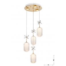 Avizemoda Motta 4'lü Power Ledli Kumandalı Modern Lüks Sarkıt Avize, 3 Renk: Sarı-beyaz-gün Işığı - Gold