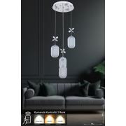 Avizemoda Motta 4'lü Power Ledli Kumandalı Modern Lüks Sarkıt Avize, 3 Renk: Sarı-beyaz-gün Işığı - Krom