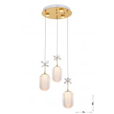 Avizemoda Motta 3'lü Power Ledli Kumandalı Modern Lüks Sarkıt Avize, 3 Renk: Sarı-beyaz-gün Işığı - Gold
