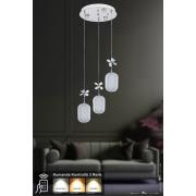 Avizemoda Motta 3'lü Power Ledli Kumandalı Modern Lüks Sarkıt Avize, 3 Renk: Sarı-beyaz-gün Işığı - Krom
