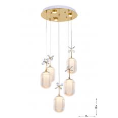 Avizemoda Motta 5'li Power Ledli Kumandalı Modern Lüks Sarkıt Avize, 3 Renk: Sarı-beyaz-gün Işığı - Gold