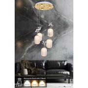 Avizemoda Motta 5'li Power Ledli Kumandalı Modern Lüks Sarkıt Avize, 3 Renk: Sarı-beyaz-gün Işığı - Gold