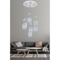 Avizemoda Motta 7'li Power Ledli Kumandalı Modern Lüks Sarkıt Avize, 3 Renk: Sarı-beyaz-gün Işığı - Krom