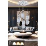Avizemoda Motta 7'li Power Ledli Kumandalı Modern Lüks Sarkıt Avize, 3 Renk: Sarı-beyaz-gün Işığı - Krom