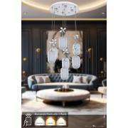 Avizemoda Motta 7'li Power Ledli Kumandalı Modern Lüks Sarkıt Avize, 3 Renk: Sarı-beyaz-gün Işığı - Krom