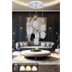Avizemoda Motta 7'li Power Ledli Kumandalı Modern Lüks Sarkıt Avize, 3 Renk: Sarı-beyaz-gün Işığı - Krom