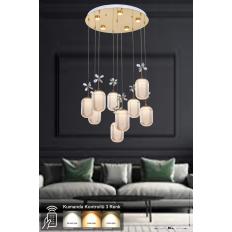 Avizemoda Motta 9'lu Power Ledli Kumandalı Modern Lüks Sarkıt Avize, 3 Renk: Sarı-beyaz-gün Işığı - Gold