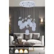 Avizemoda Motta 9'lu Power Ledli Kumandalı Modern Lüks Sarkıt Avize, 3 Renk: Sarı-beyaz-gün Işığı - Krom