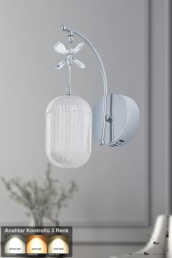Avizemoda Motta Power Ledli Modern Lüks Duvar Aplik (3 RENK; SARI-BEYAZ-GÜN İŞIĞI) - Krom
