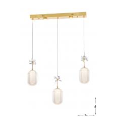 Avizemoda Motta 3'lü Power Ledli Kumandalı Modern Yemek Masası Üstü Avize, 3 Renk: Sarı-beyaz-gün Işığı -gold