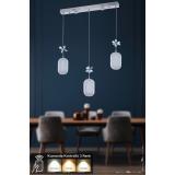 Avizemoda Motta 3'lü Power Ledli Kumandalı Modern Yemek Masası Üstü Avize, 3 Renk: Sarı-beyaz-gün Işığı -krom