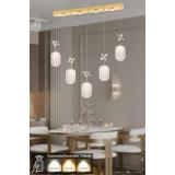 Avizemoda Motta 5'li Power Ledli Kumandalı Modern Yemek Masası Üstü Avize, 3 Renk: Sarı-beyaz-gün Işığı -gold