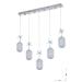 Avizemoda Motta 5'li Power Ledli Kumandalı Modern Yemek Masası Üstü Avize, 3 Renk: Sarı-beyaz-gün Işığı -krom