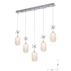 Avizemoda Motta 5'li Power Ledli Kumandalı Modern Yemek Masası Üstü Avize, 3 Renk: Sarı-beyaz-gün Işığı -krom