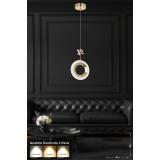 Avizemoda Ribera Tekli Ledli Modern Lüks Sarkıt Avize (3 RENK LED; SARI - BEYAZ - GÜN İŞIĞI) - Gold
